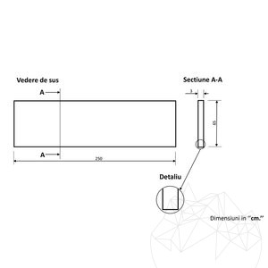 Плот от полиран гранит Черна Перла 250 x 65 x 3 см