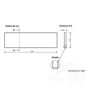 Плот от полиран сив мрамор Чепо 250 x 65 x 3 см