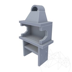 Малко барбекю с рафт Традиционал (на дърва/ въглища, 100x60x210см, 650кг, Бял стандарт с Родос и керамични тухли)
