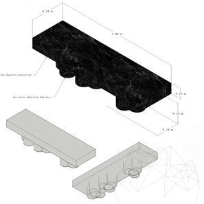 Пейка за градина PureMess от мрамор Чепо 180 x 50 x 44 см