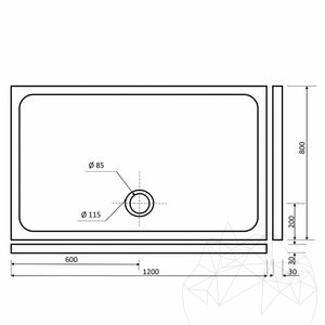 Душ корито от травертин Лате ST-010 SBSS 120 x 80 x 3 см