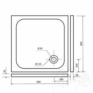 Душ корито от травертин Лате ST-012 SBSS 90 x 90 см x 3 см