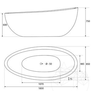 Вана Signature от мрамор Арабескато Фаро 185 x 86 x 70 см