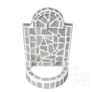 Малка чешма Бял стандарт със сив камък (80 x 55 см, 70 кг)
