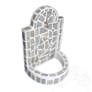 Малка чешма Бял стандарт със сив камък (80 x 55 см, 70 кг)