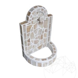 Малка чешма Бял стандарт с пясъчнозлатист камък (80 x 55 см, 70 кг)
