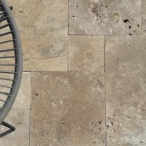 Напречно рязан антикиран и непълнен травертин Класик, сет за френски модул 1.2 см икономичен