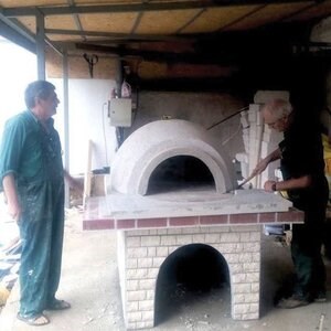 Градинско барбекю с пещ с оформен камък глиц
