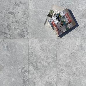 Напречно рязан опесъчен сив мрамор Тундра 60 x 30 x 2 см