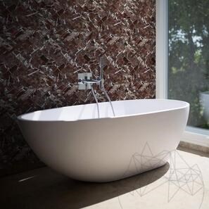 Полирана мозайка рибена кост от мрамор Росо Леванто