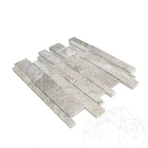 Полирана 3D стенна мозайка от сив мрамор Тундра