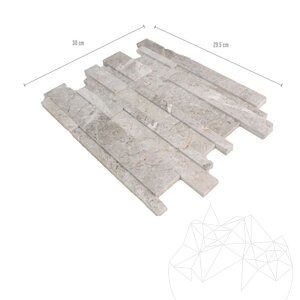 Полирана 3D стенна мозайка от сив мрамор Тундра