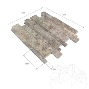Полирана 3D стенна мозайка от травертин Силвър