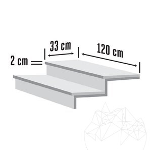 Стъпало от многоцветен цепен шистов камък Ноазет 120 x 33 x 2 см