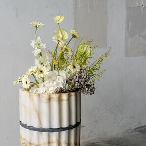 Мивка Тао от оребрен мрамор Арабескато 42 x 85 см