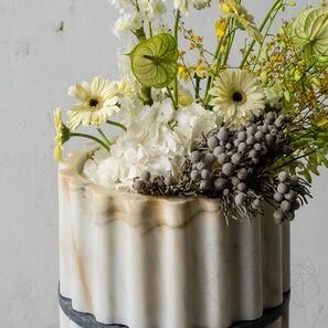 Мивка Тао от оребрен мрамор Арабескато 42 x 85 см