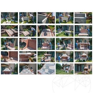 Средно градинско барбекю с оформен камък глиц