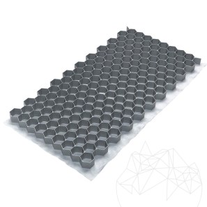 Сив хексагонален стабилизатор за чакъл и мозайки (CORE DRIVE) 1176 x 764 x 32 мм