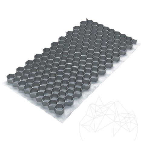 Сив хексагонален стабилизатор за чакъл и мозайки (CORE DRIVE) 1176 x 764 x 32 мм