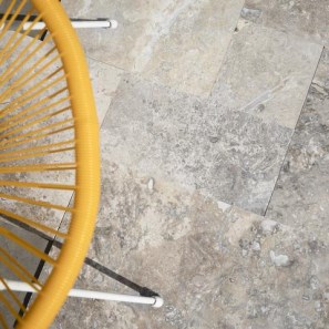 Travertin Silver Cross Cut French Pattern Set Polisat 1.2 cm - Proiect Special