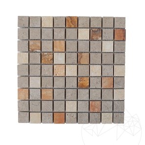 Mozaic 3xMix (travertin Peach/ Limestone Astoria/Marmura Crema Royal) Periat 3 x 3 cm