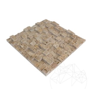 3D мозайка от травертин Ноче глиц 2.5 х 2.5 см