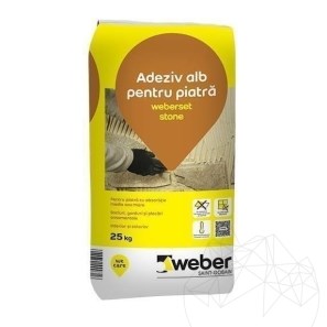 Бяло лепило за настилки и облицовки от естествен камък Weber SetStone Флекс Про 25 кг