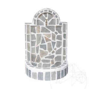 Малка чешма Бял стандарт със сив камък (80 x 55 см, 70 кг)