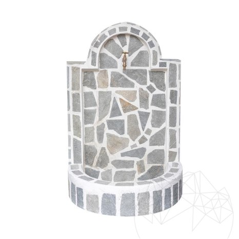 Малка чешма Бял стандарт със сив камък (80 x 55 см, 70 кг)