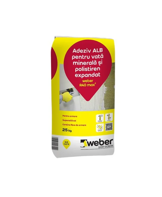 Adeziv alb pentru vata minerala si polistiren expandat - Weber R40 max�