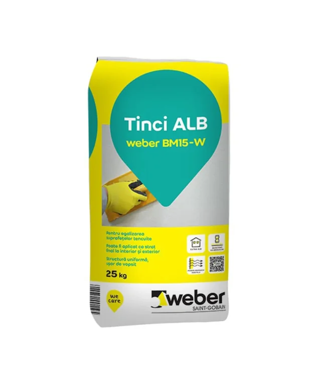 Mortar de tencuiala fina "tinci" ALB - Weber BM15-W 25kg