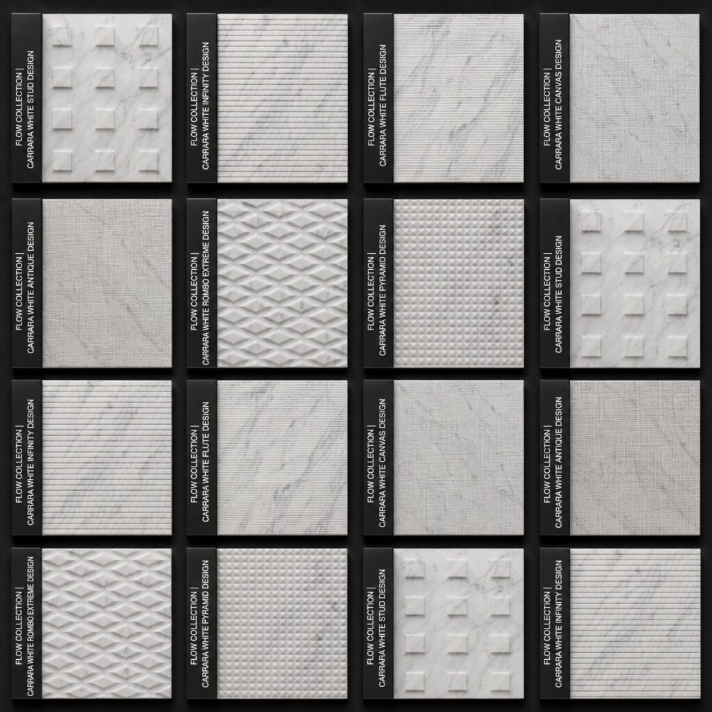 FLOW Collection marble Carrara highlight banner